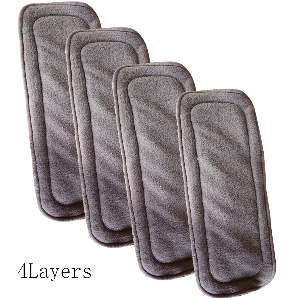 4Layers Insert Ohbabyka 4 шт./компл. ройсбале подгузники для новорожденных младенческой Регулируемый Пеленки для малыша моющийся подгузник крышка водонепроницаемый подгузник 0-3Years - Цвет: 4Layers Insert
