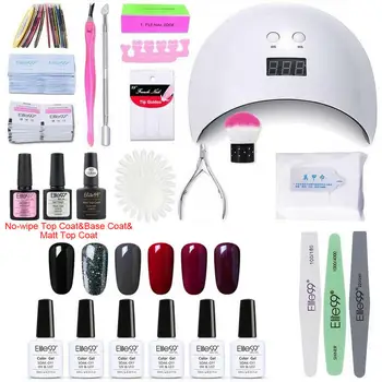 

Elite99 Nail Set UV LED Lamp Dryer With 6pcs Nail Gel Polish Kit Soak Off Manicure Tools Set electric Nail drill For Nail Tools