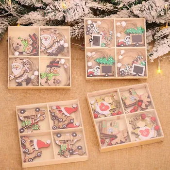 

12Pcs Christmas Decorations Wooden Christmas Pendant Christmas Ornaments Christmas Tree Decor For Home Xmas Gifts New Year 2021