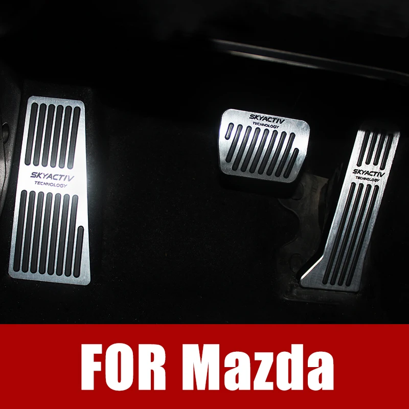 Automatic Transmission, 2 Sets Non Slip Aluminum Gas Pedal Brake Pedal Pad Compatible with Mazda 2013-2019 TTCR-II No Drill Pedal Covers for Mazda 2 3 6 CX-3 CX-5 CX-9