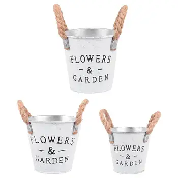 

3Pcs Flower Pots Macetas Iron Plant Pot Simulation Portable Decorative Flower Container Potted Plant Pot For Decoration Garden