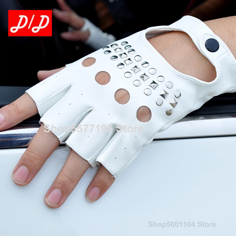 2022 Fashion Half Finger Gloves Men Women PU Leather Fingerless Mitten Black Driving Comfortable Eldiven Guantes G04