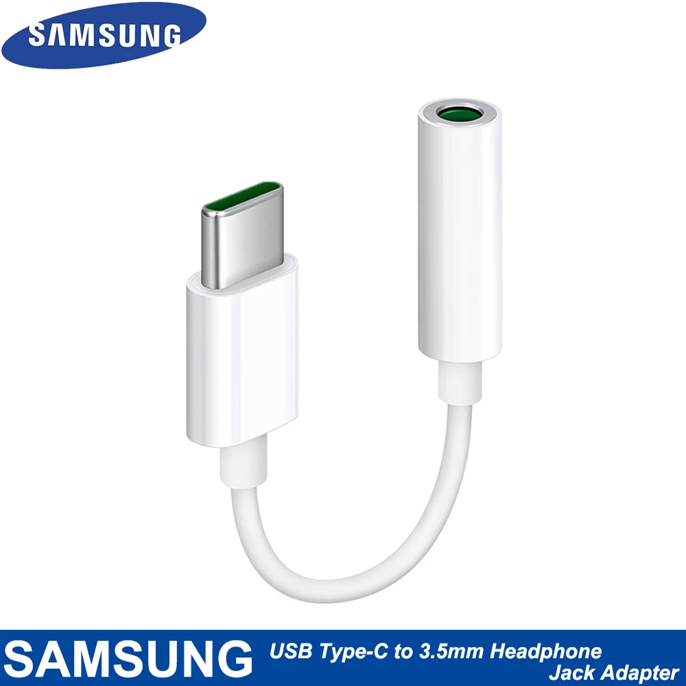 100% Samsung USB Type-C Male To 3.5mm Earphone AUX Audio Cable USB C to 3.5 Adapter Converter For GALAXY A8+ 2018 Note10 Pro cell phone plug adapter