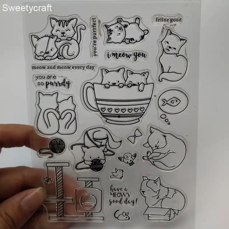 Perlengkapan Kerajinan Stempel Karet Bening Silikon Kucing Lucu Kartun Buku Tempel Baru 2021 Stempel Transparan Diy Pembuatan Kartu Stamp Aliexpress