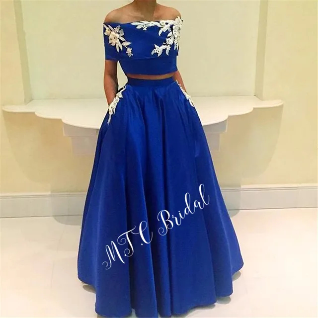 royal blue 2 piece dress