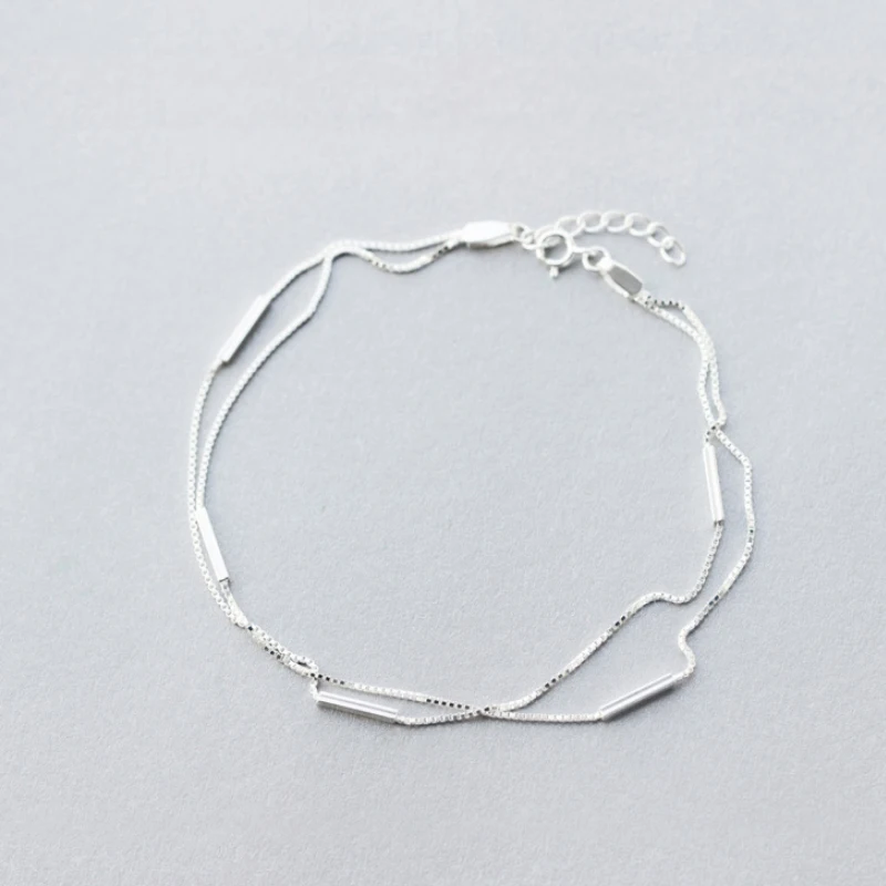925 серебряный ножной браслет Мода для женщин Шарм браслет-цепочка на лодыжку простой темперамент ювелирные изделия подарок на день рождения Регулируемая длина - Окраска металла: E