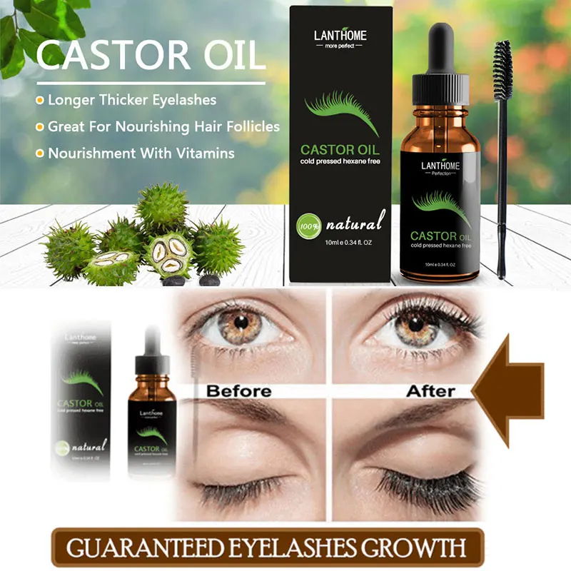 Dropshipping New 1Pc Eyelash Hair Growth Serum Natural Castor Oil Nourish Hair Essential Calm Prevent Skin Aging Castor Oil