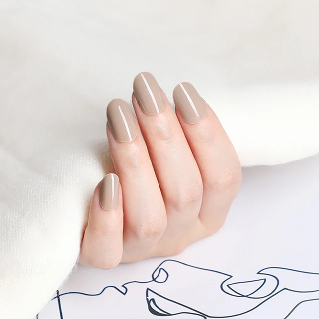 24pcs Shiny Dark Brown Artificial False Nails For Design Oval Short Fake Nails Diy Press On Finger Tips Manicure Tool False Nails Aliexpress