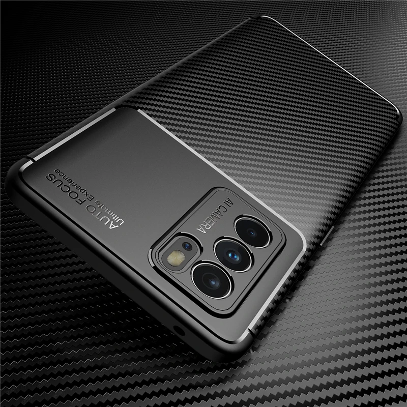 ForOppoReno6Pro5GCaseBumperSiliconeSlimCarbonFiberBackCase