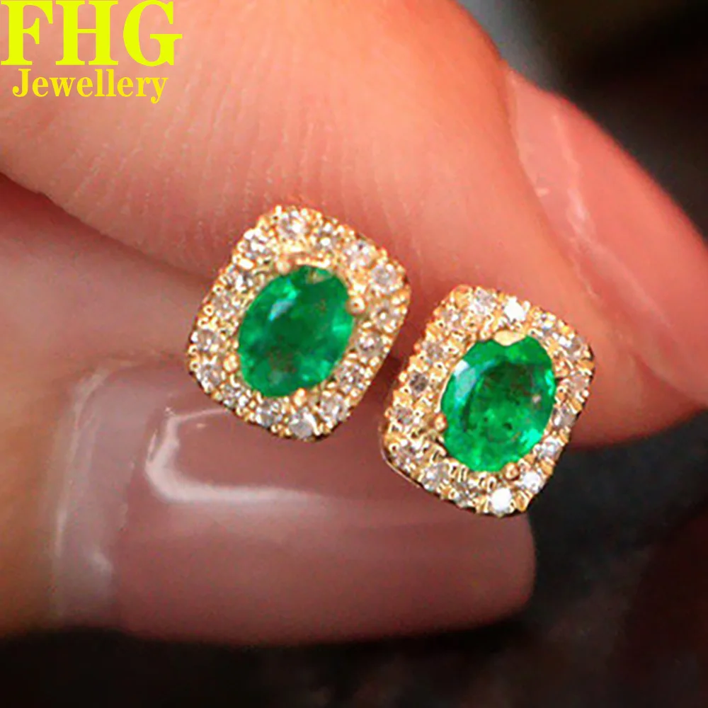 

Серьги из белого золота 18 К Au750, серьги с натуральным изумрудом 0.12Ct и бриллиантом 0.4Ct, серьги для свадьбы, вечеринки, юбилея