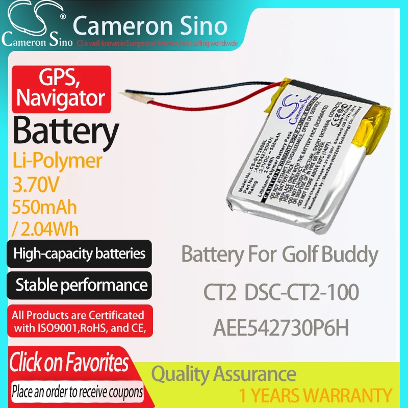 CameronSino Батарея для игры в гольф приятель CT2 DSC-CT2-100 подходит Buddy AEE542730P6H GPS