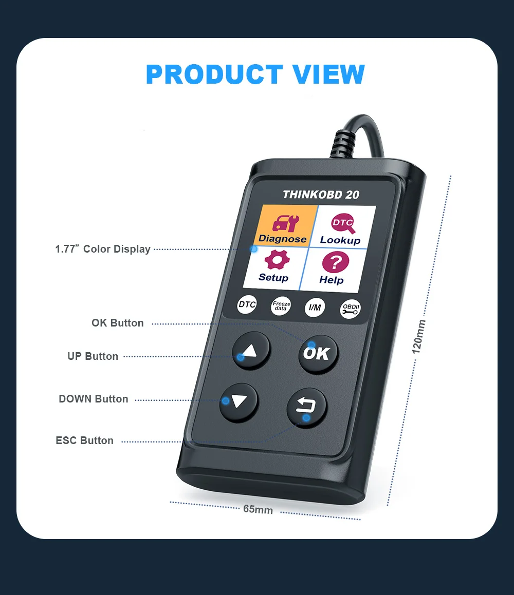 THINKCAR THINKOBD 20 OBD2 Automotive Scanner For Auto Engine Check Code Reader OBD 2 Car Diagnostics Tools Scanner PK ELM327 car inspection equipment