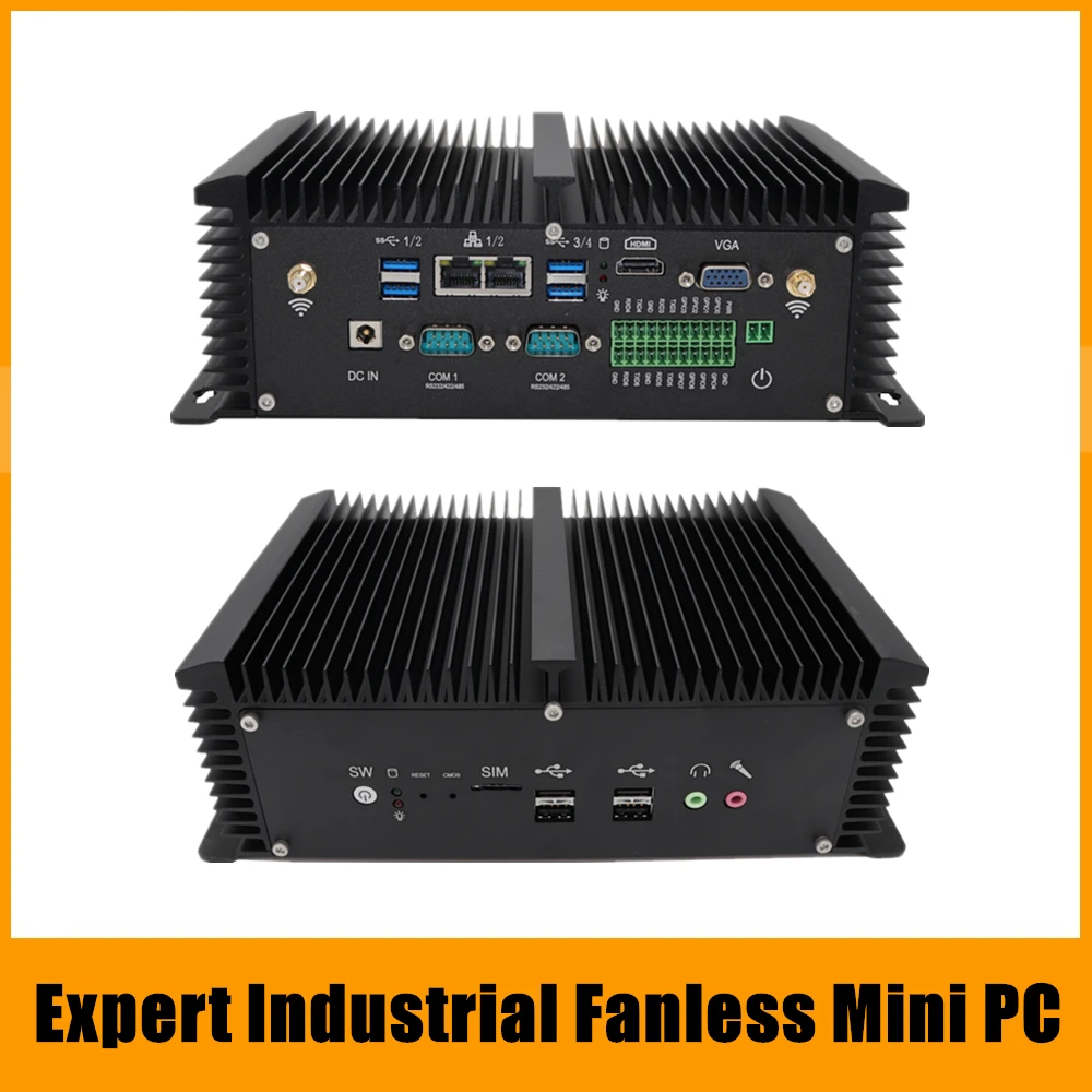 

Expert Industrial Fanless Mini PC i5 8250U i7 7500U 2*DDR4 2*Lans Desktop Computer Win10 Linux 2*COM GPIO 4G SIM VGA HDMI WiFi