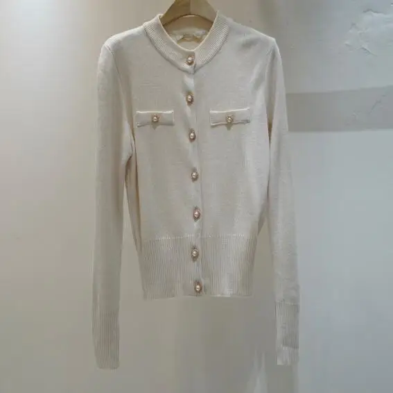 Autumn New Arrival Korean V Collar Solid Color Knit Woman Sweater - Color: White