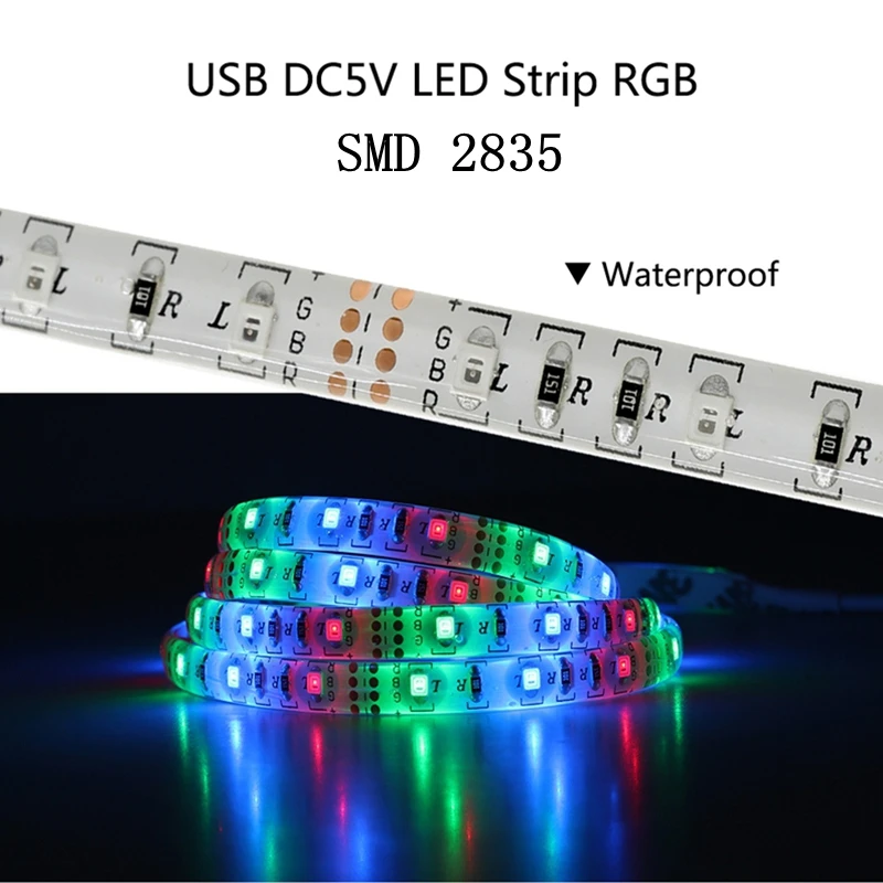 Светодиодная лента светильник USB 2835SMD DC5V гибкий светодиодный светильник лента RGB 0,5 м 1 м 2 м 3 м 4 м 5 м ТВ Настольный экран задний светильник Диодная лента