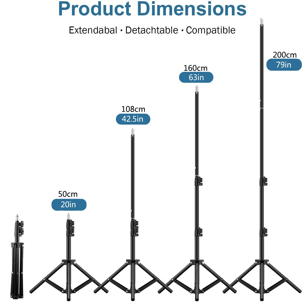 Photographic Lighting Stand Fill Light Stand Adjustable Tripod Suit For Ring Light With 1/4 Screw Ring Lamp Softbox Ringlight — view 4