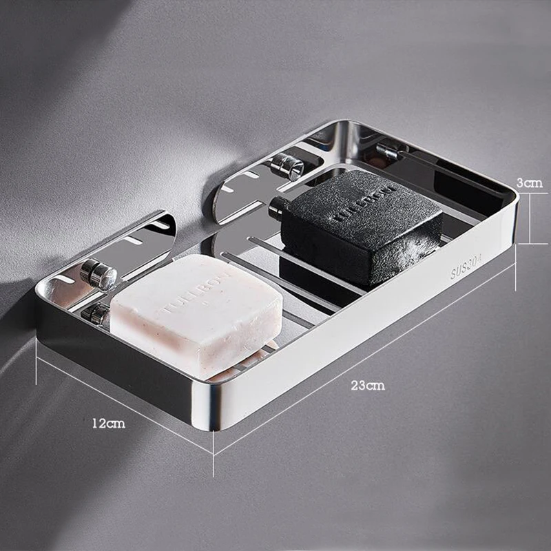 Настенная мыльница с квадратным креплением из нержавеющей стали, домашний контейнер для хранения в ванной