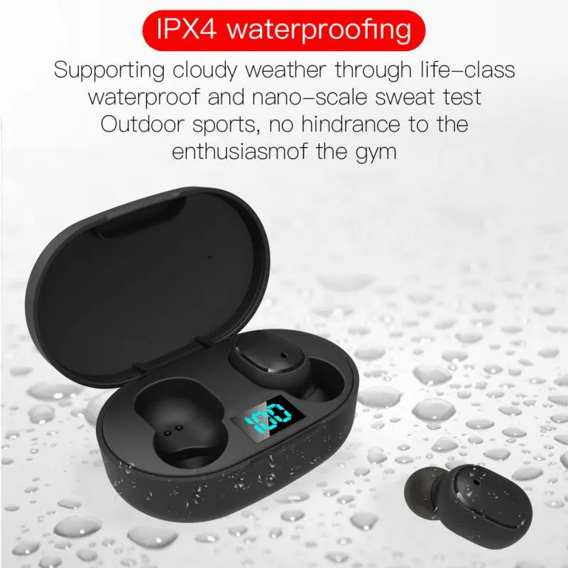 E6S BT5 0 LED Earphone TWS Wireless Earbuds IPX4 Waterproof In ear Sport Headset Earphones Headphones
