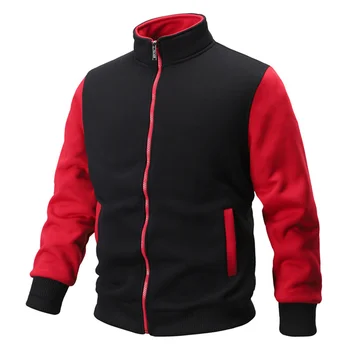 

Helisopus Autumn New Men's Stand Collar Zipper Jacket Patchwork Color Casual Sports Bomber Jacket Coat Cardigan Streetwear