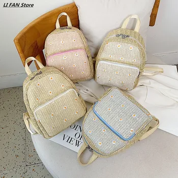 

Straw Bag Women Summer Rattan Bags Fashionable Straw Woven Backpack Beach Bag For Seaside Holiday Casual Bags University Bag