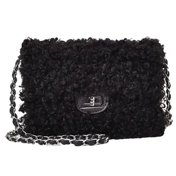 

Autumn women's bag 2019 new wave Korean version of the personality plush shoulder Messenger bag fashion small square bag