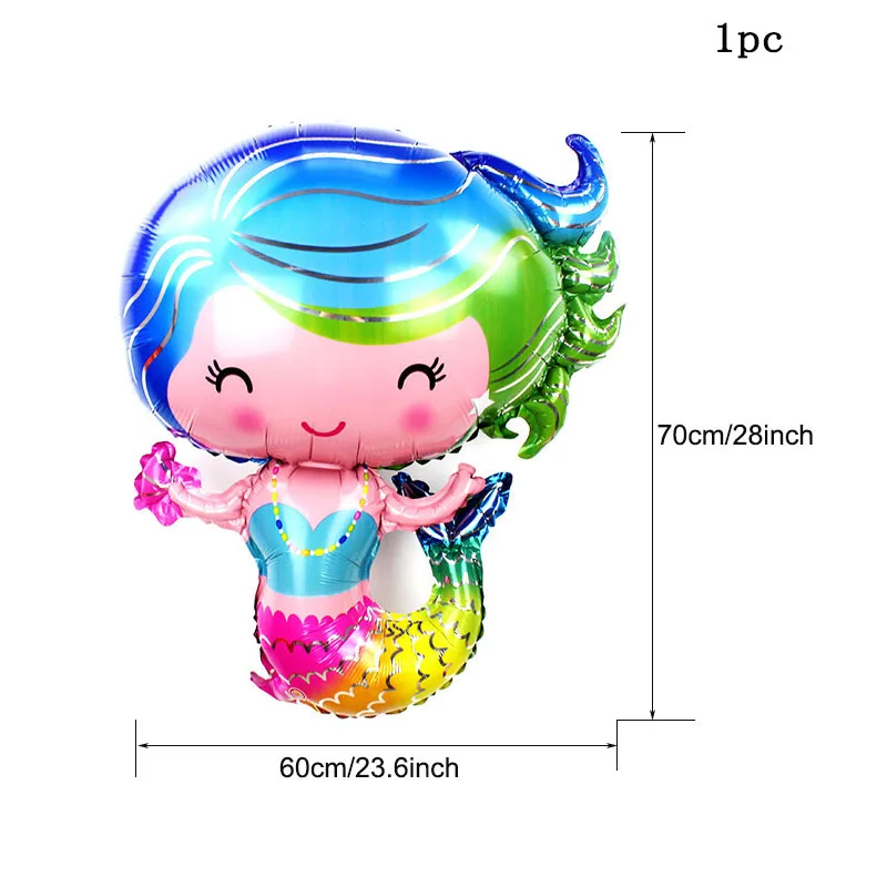 1PC QQ Mermaid Большой мультфильм Русалка фольга латексные шары Русалочка 30 дюймов номер набор воздушные шары девушка с днем рождения надувные шарики подарок - Цвет: 1PC QQ Mermaid