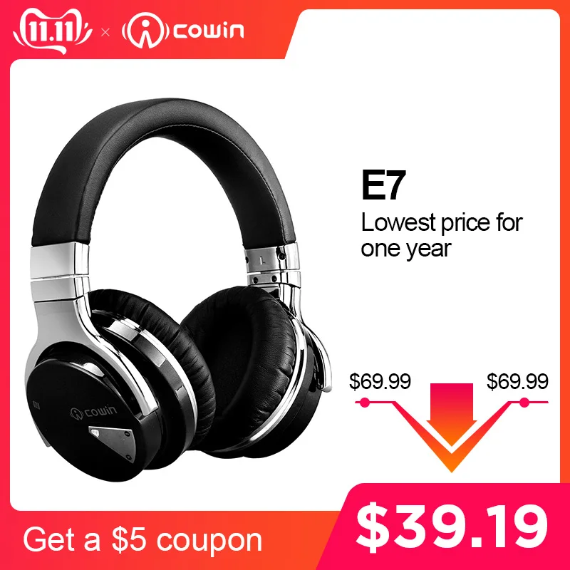 Kaufen Cowin E 7 bluetooth kopfhörer wireless headset anc aktive noise cancelling kopfhörer kopfhörer über ohr stereo tiefe bass casque