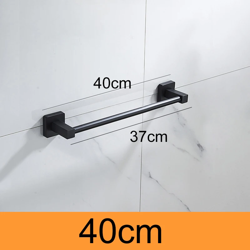 Soporte de estante de toalla doble para baño, barra autoadhesiva, color  negro mate, 30/40/50/60/70cm, ML1199 - AliExpress