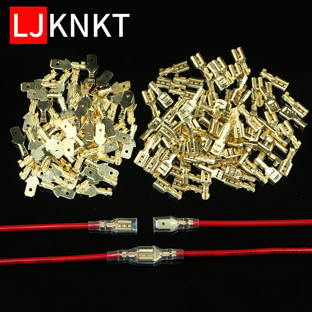 

400pcs 4.8mm Male/Female Push Crimp Terminal Insulated square millimeter diameter Electrical Sleeve Wire Wrap Connector