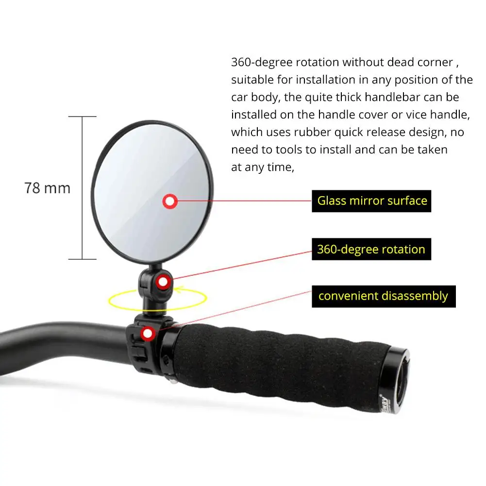 

Bicycle Rearview Handlebar Mirrors Cycling Rear View MTB Bike Silicone Handle Rearview Mirror