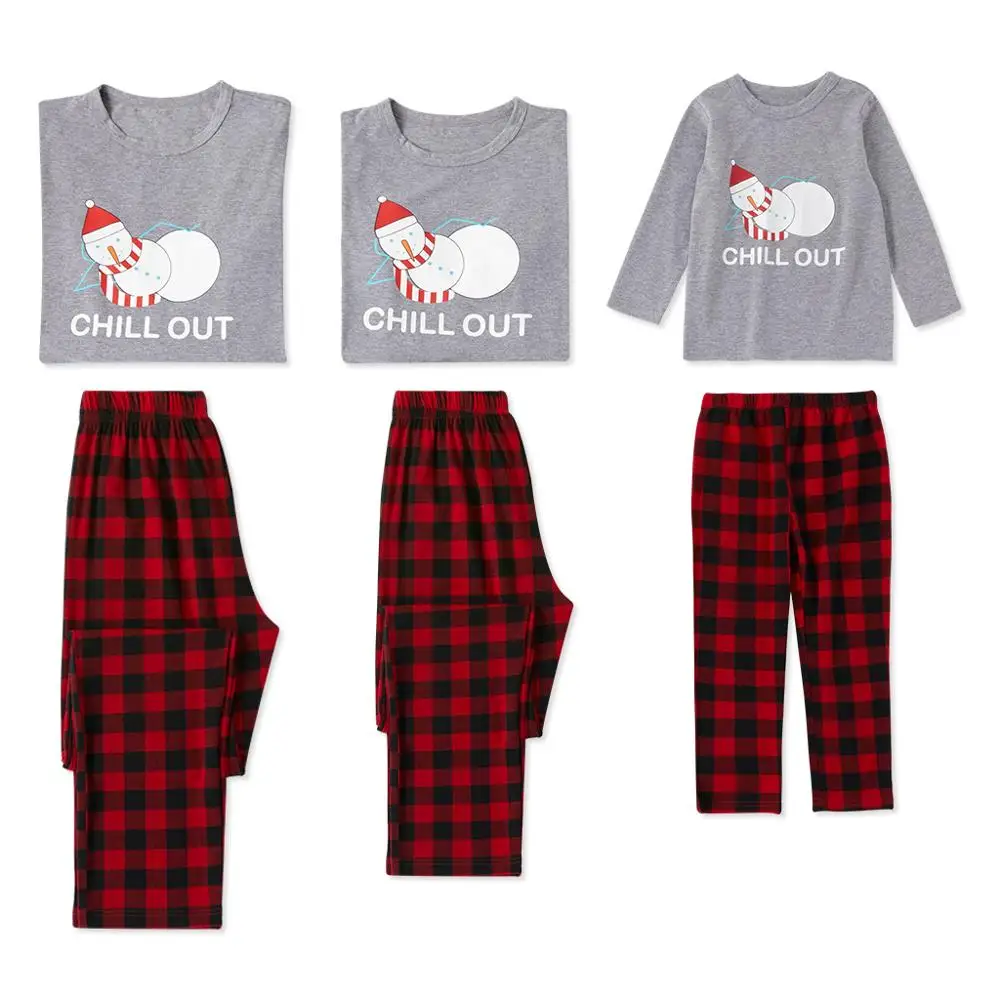 PatPat Comfortable Family Matching Pajamas with Christmas Snowman Printed Autumn Cotton Plaid Set | Мать и ребенок