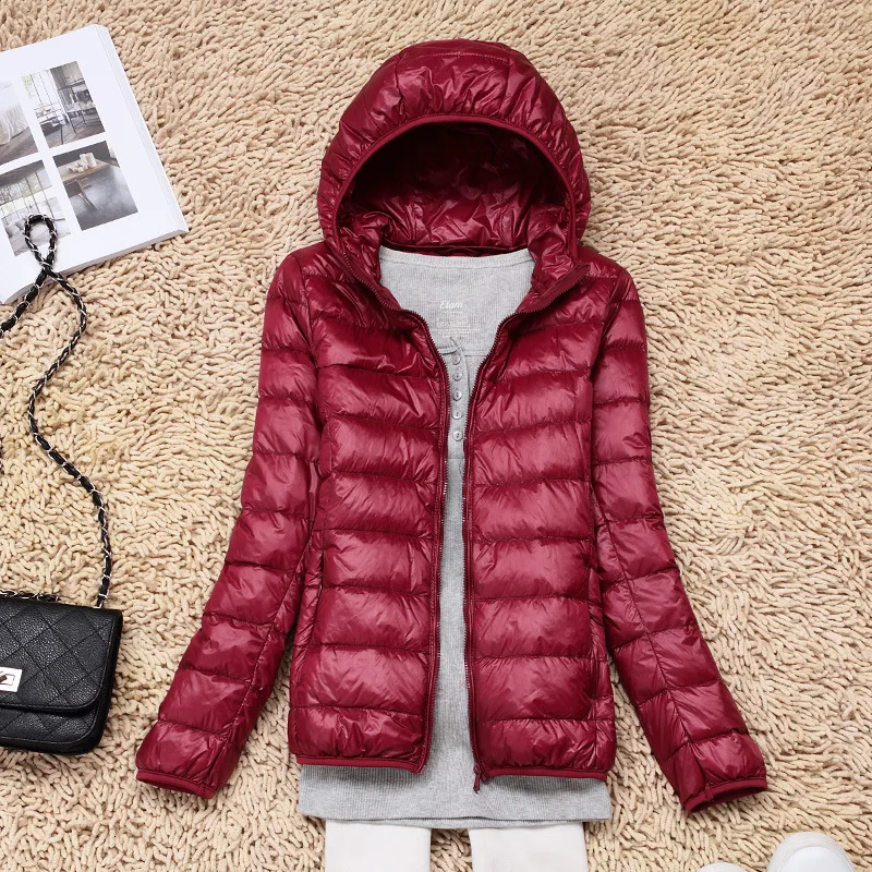 Beste 7XL Goedkope Ultra Licht Down Winter Warm Hooded Veer Puffer Jas Voor Meisje Korte Lente Herfst Jas Vrouwelijke Vrouwen Grote grootte Eend
