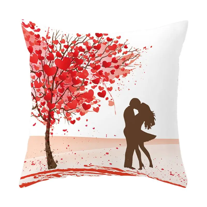 

Print Pillow Case Polyester Sofa Car Cushion Cover Home Decor Happy Valentines