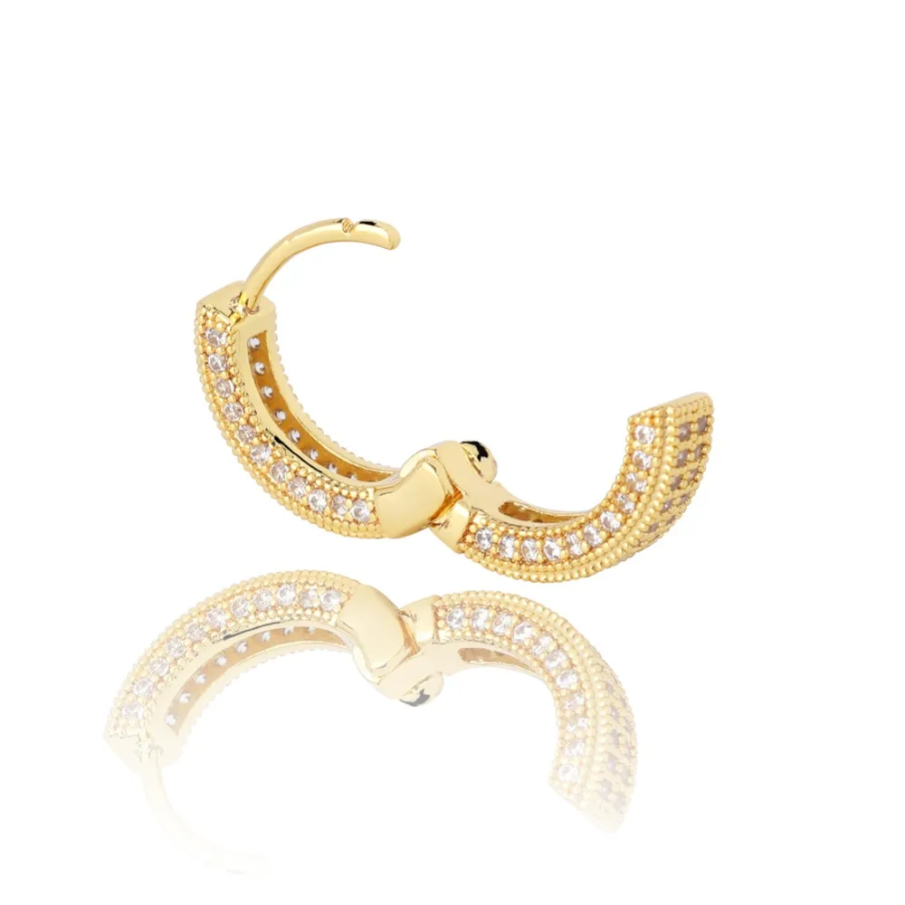 TOPGRILLZ Hip Hop Cubic Zirconia Ice Out Stud Earring Bling Fully Iced CZ Huggie Round Earrings For Men Women Jewelry