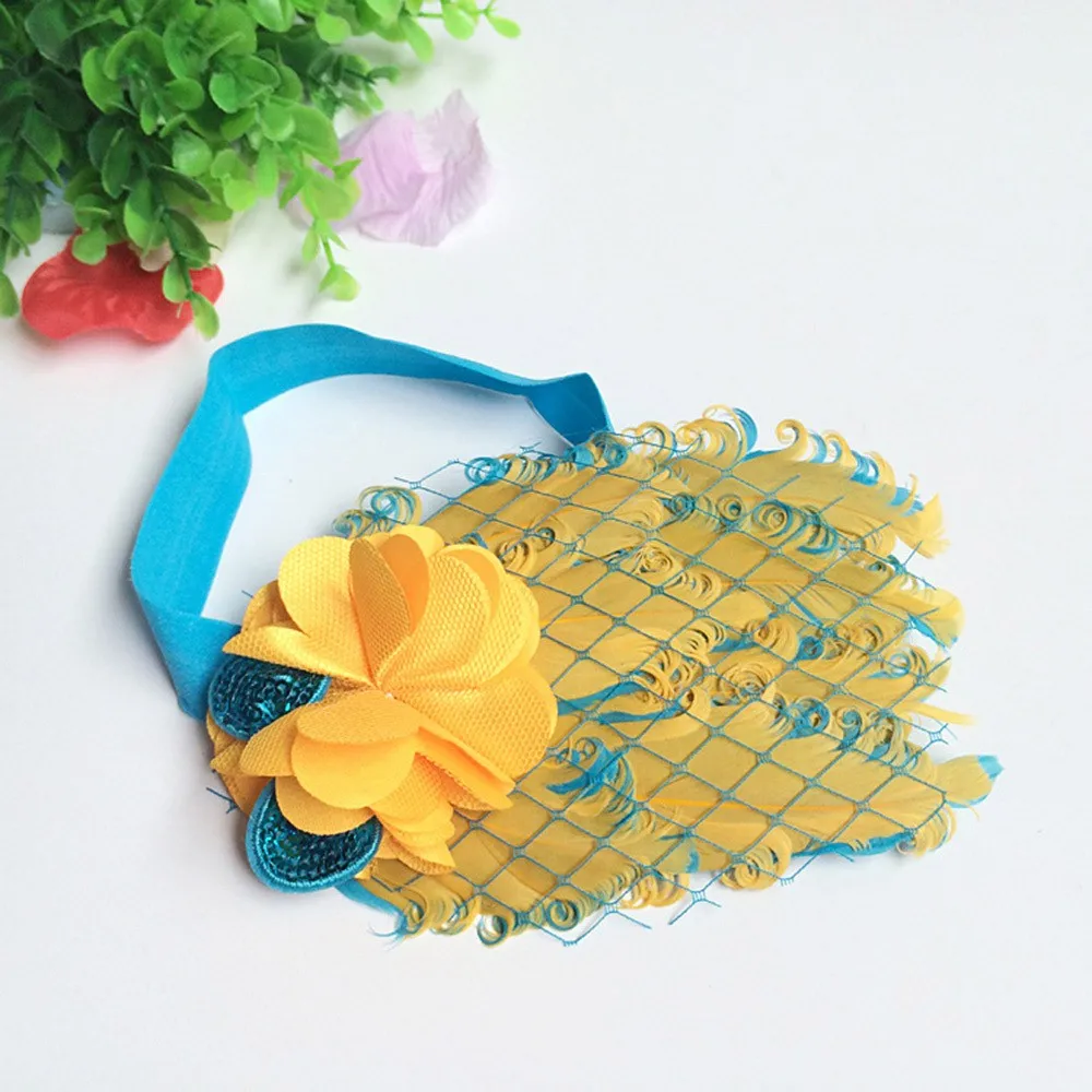 Baby Girls Newborn Headwear Baby flower bow feather headband feather baby headband girl hairbands bow hair Headbands