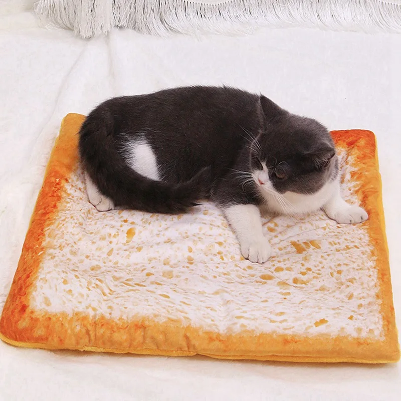 Pet Dogs Bed Cat Mat Pet Blanket Kennel Teddy Four Seasons Durable Soft Toast Bread And Poached Eggs Pizza Mats