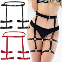Trend Hot Selling Western Style Rock And Roll PU Leather Belt Leg Ring One-piece Wild Street Snap Nightclub Belly Band Bandage C