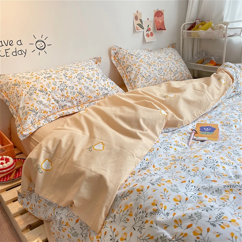 

100% Cotton 4pcs Bedding set Sleeping naked Sanding process bedspreads for home duvet on the bed