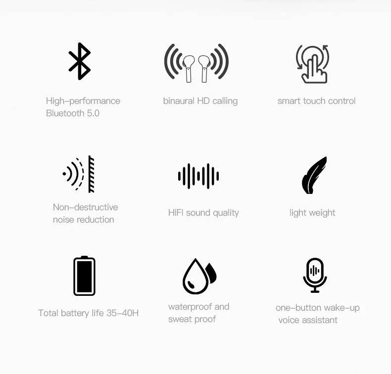 TS04 беспроводные bluetooth-наушники Hi-Fi спортивные фитнес-вкладыши водонепроницаемые автоматически 5,0 бесконтактные наушники