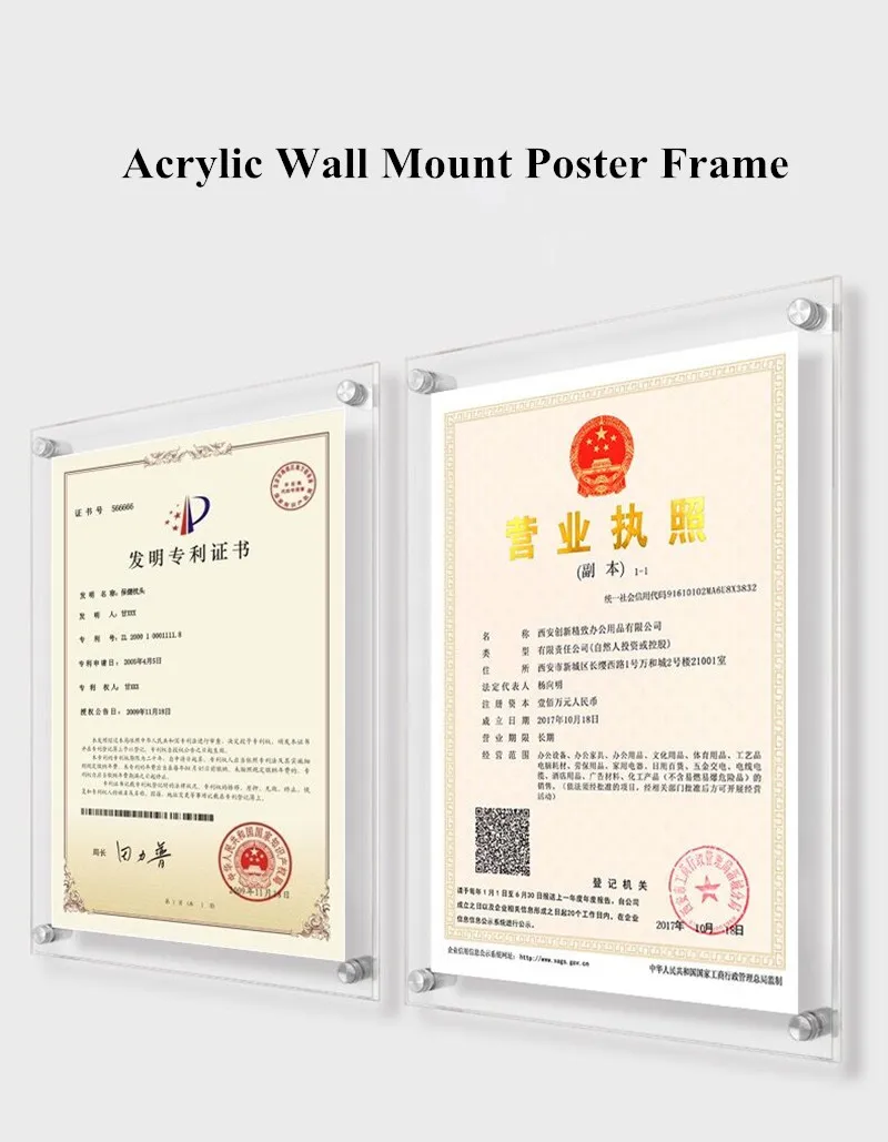 A4 Acrylic Wall Mount Sign Holder 8.5 x 11 Clear Ad Paper Picture Photo Holder Frames Sign Memo Document Menu Display