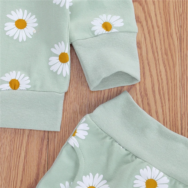 Spring New Fall Autumn Infant Baby Girls 3Pcs Set Long Sleeve Lovely Print Top Pants Headband Toddler Outfits Clothes