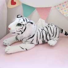 

1pc Simulation Tiger & Leopard Tissue Box Plush Toys Stuffed Animal Dolls for Room Car Sofa Paper Holder Napkin Case Gifts