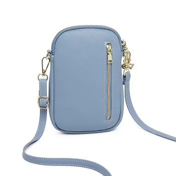 

New Shoulder Strap Bag Zipper Hasp Cell Phone Pocket Purse Ladies Mini Hasp Crossbody Bag Luxury PU Leather Simple Messenger Bag
