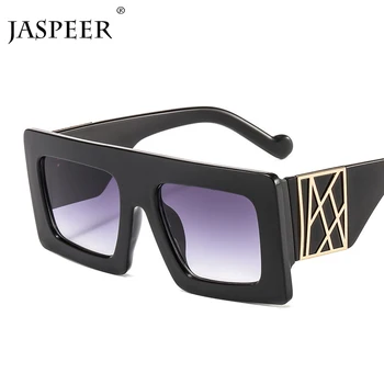 

JASPEER New Sunglasses Women Men 2020 Brand Desgin Lady Square Sun Glasses Purple Lens UV400 Eyewear