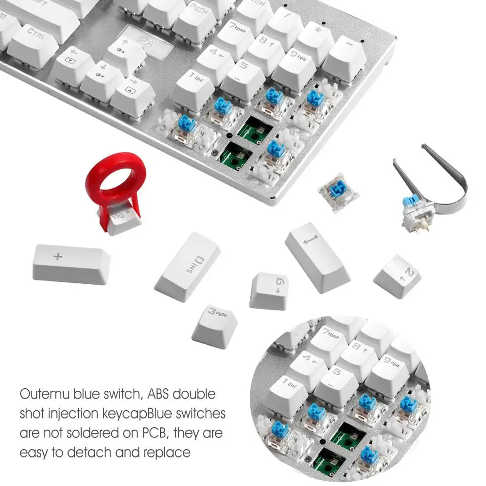 Z-88 RGB Mechanical Gaming Keyboard RGB Backlit Blue Switch Tactile Clicky Water Resistant 104 Keys Anti Ghosting for Mac PC