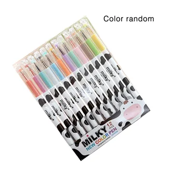 

12 Colors Cute Cartoon Milk Cow 0.38mm Fineliner Pens Marker Pen Gel Ink Pen Set Arts Students School Office Supplies Stationary