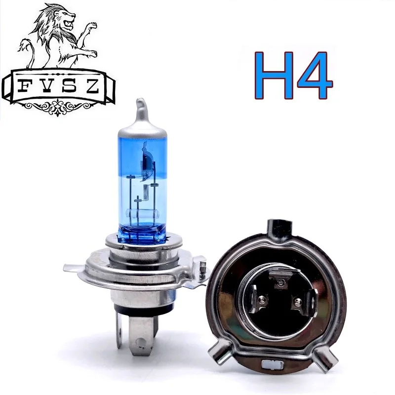 

2Pcs H4 9003 HB2 60/55w P43T Car headlight bulb tube near and far integrated 5500k cool blue white light automobile halogen bulb