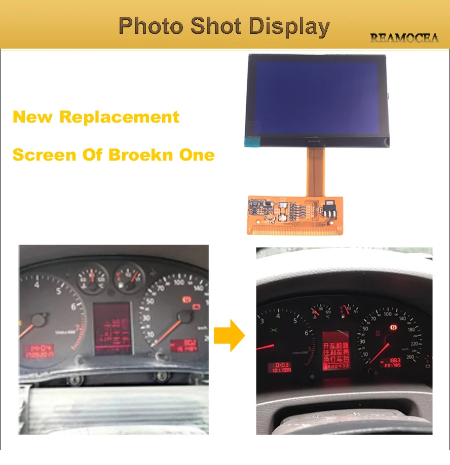 Reamocea Fit For Audi A3 A6 C5 TT 8N S6 C5 4B Series 2001-2003 LCD Dash Dashboard Repair Replacement VDO LCD Display Screen (12)