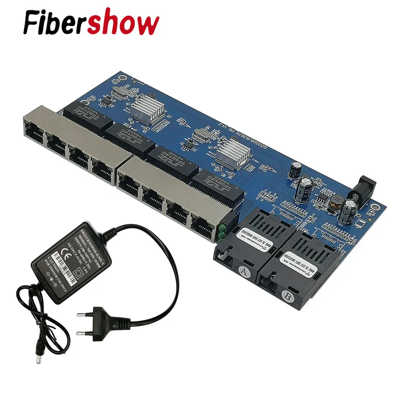 Медиаконвертер волоконно-оптический гигабитный Ethernet коммутатор PCBA 8 RJ45 UTP и 2 SC оптоволоконный порт 10/100/1000M плата PCB Медиаконвертер волоконно-оптический гигабитный Ethernet коммутатор PCBA 8 RJ45 UTP и 2 SC оптоволоконный порт 10/100/1000M плата PCB