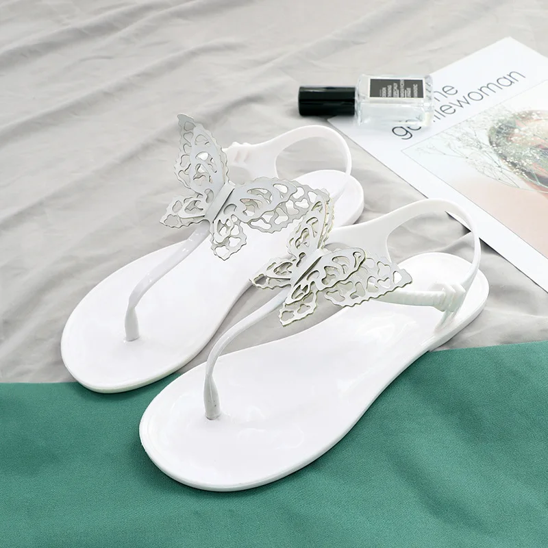 Melissa/ г., новые женские сандалии женская обувь с бантом удобные сандалии на плоской подошве Вьетнамки, прозрачная обувь женские сандалии высокое качество - Цвет: Белый